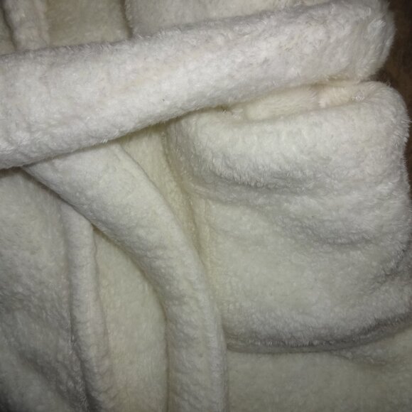 Nordstrom Robe Spa ivory/off white Soft Plush fleece Sherpa Belt/wrap Women L - Picture 5 of 12